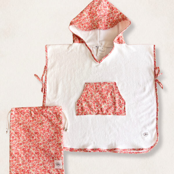 Poncho Toalla Flores Rosas
