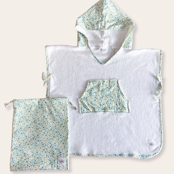 Poncho Toalla Flores Azules