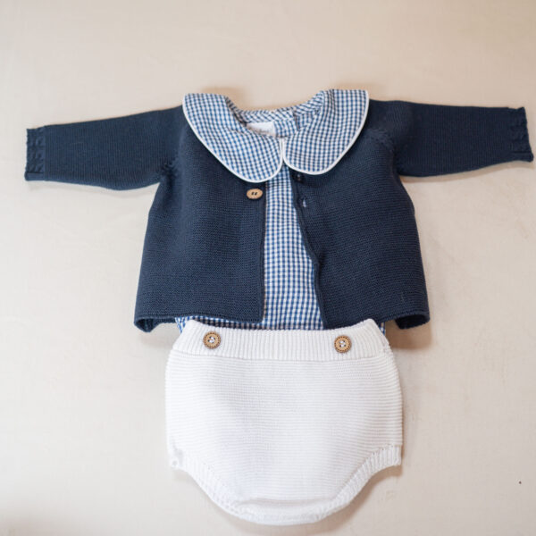 Bundle 2: conjunto Marinero + pañalero Vichy Azul